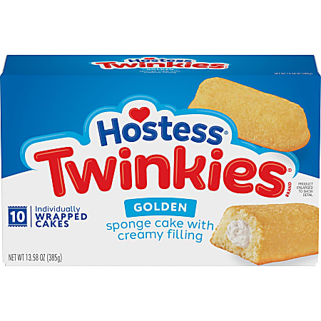 Hostess Twinkies Snack Cakes, Cream Filled Cakes, Golden Sponge Cake, Individually Wrapped