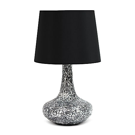 Simple Designs Mosaic Tile Table Lamp, 9 1/4"H, Black