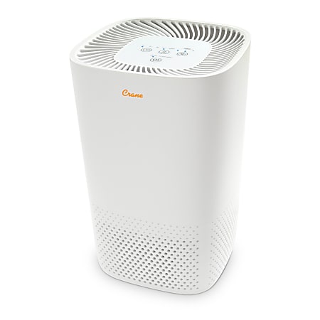 Crane True HEPA Air Purifier with Germicidal UV Light, 250 Sq Ft. Coverage, 7 2/3" x 7 2/3" x 12 2/3", White 