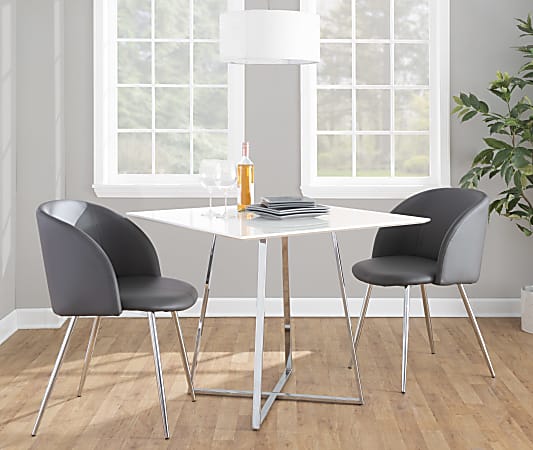 LumiSource Fran Contemporary Chairs, Gray/Chrome, Set Of 2 Chairs