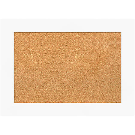 Amanti Art Rectangular Non-Magnetic Cork Bulletin Board, Natural, 29” x 21”, Cabinet White Plastic Frame