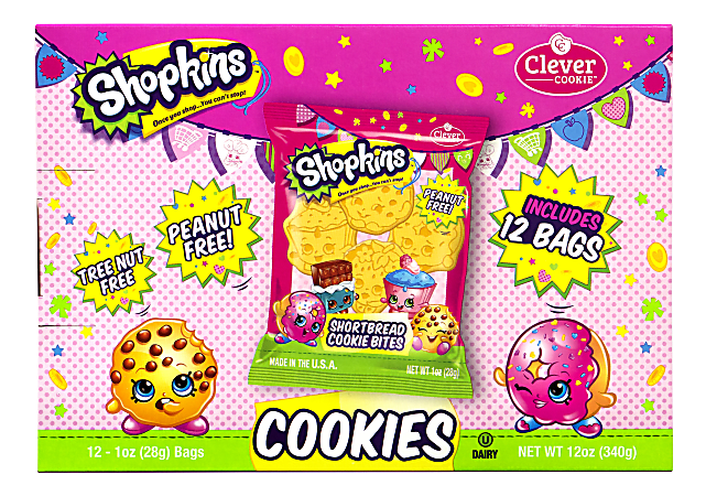 Shopkins Shortbread Cookie Bites, 12 Cookies Per Bag, Pack Of 4 Bags