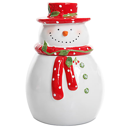 Gibson Home Jolly Plenitude Snowman Cookie Jar, 8”,