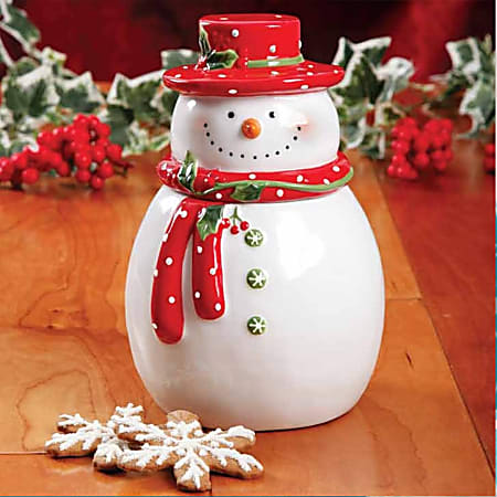 Gibson Home Jolly Plenitude Snowman Cookie Jar 8 White - Office Depot