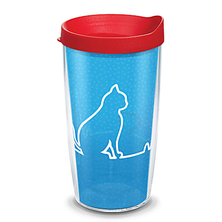 Tervis Project Paws Tumbler With Lid, Cat Heartbeat, 16 Oz, Clear/Red