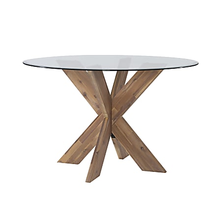 Powell Avaloni X Base Dining Table 30 H x 48 W x 48 D NaturalClear