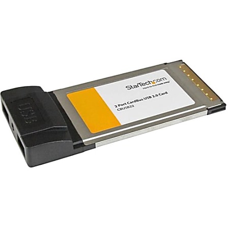StarTech.com 2 Port CardBus Laptop USB 2.0 PC Card Adapter - USB adapter - CardBus - USB, Hi-Speed USB - 2 ports - 2 x 4-pin Type A Female USB 2.0 USB - Plug-in Module