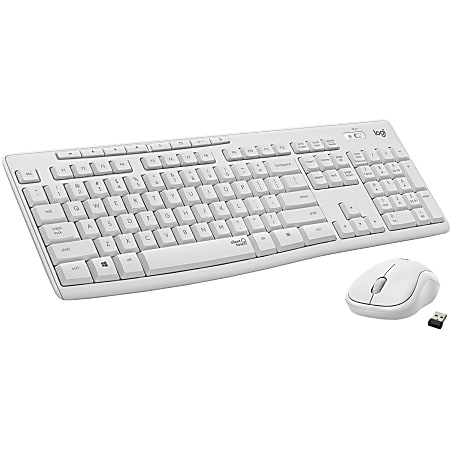 Logitech MK295 Silent Wireless Combo - USB Wireless Wi-Fi/RF - Off White - USB Wireless Wi-Fi Mouse - Off White - AA, AAA - Compatible with Computer