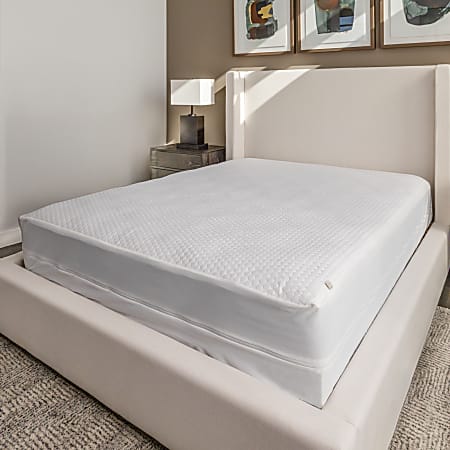 23 Threads Knitted Matelasse Mattress Encasement, Ctrl+Z Technology, White, Cal King Extra Deep, Case Of 6