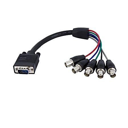 StarTech.com 1 ft Coax HD15 VGA to 5 BNC RGBHV Monitor Cable - Connect a BNC video source to a VGA distribution amplifier or PC