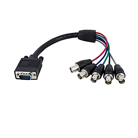 StarTech.com 1 ft Coax HD15 VGA to 5 BNC RGBHV Monitor Cable - HD-15 Male VGA - BNC Female Video - 1ft - Black