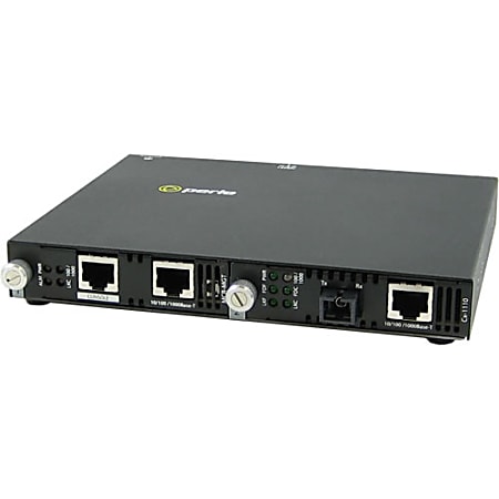 Perle SMI-1110-S1SC10U Gigabit Ethernet Media Converter - 2 x Network (RJ-45) - 1 x SC Ports - Management Port - 1000Base-T, 1000Base-BX - External