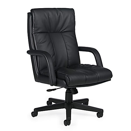 Global® Troy™ Bonded Leather High-Back Tilter Chair, Black