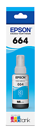 Epson® 664 EcoTank® Cyan Refill Ink Bottle, T664220-S