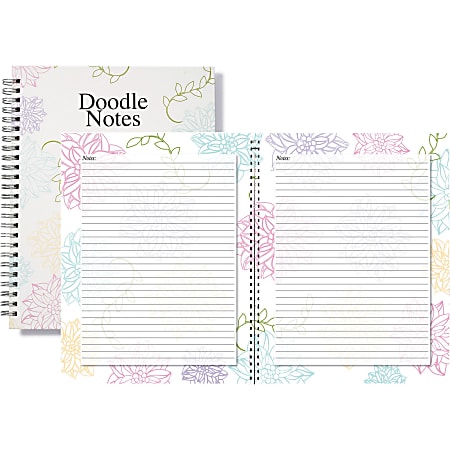 House of Doolittle Whimsical Floral Doodle Notebook - Paper - Hard Cover, Writable Surface, Foldable