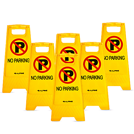 Alpine 2-Sided Fold-Out Floor Safety Signs, Yellow/Black, Pack Of 6 Signs
