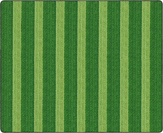 Flagship Carpets Basketweave Stripes Classroom Rug, 10 1/2' x 13 3/16', Green