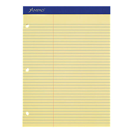 100 Sheets Ampad 20245 Double Sheets Pad Law Rule 8 1/2 x 11 3/4 Canary 6 