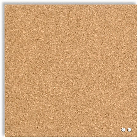 U Brands® Cork Bulletin Board, Natural Cork, 14" x 14", Frameless