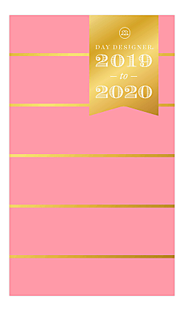 Day Designer Academic Monthly New Pink Stripe Slim Planner, 3-5/8" x 6-1/8", July 2019 to June 2020