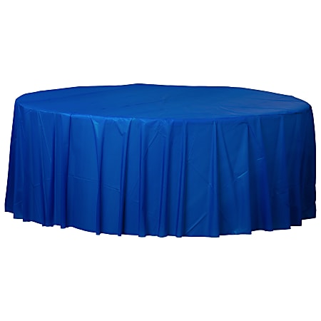 Amscan 77017 Solid Round Plastic Table Covers, 84", Bright Royal Blue, Pack Of 6 Covers