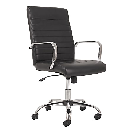 HON® Sadie Ergonomic Bonded Leather Mid-Back Executive Chair, Black/Chrome