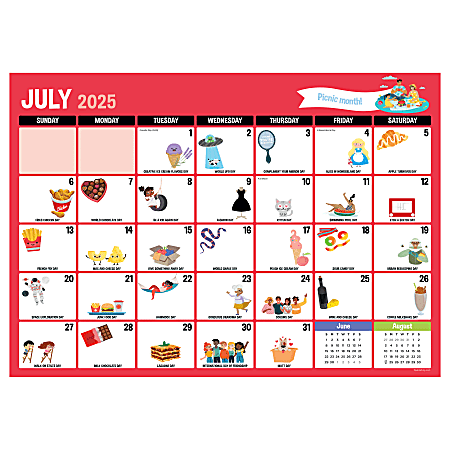 2025-2026 TF Publishing Medium Monthly Desk Calendar Blotter, 12" x 17", Every Day's A Holiday, July 2025 To June 2026, 8500