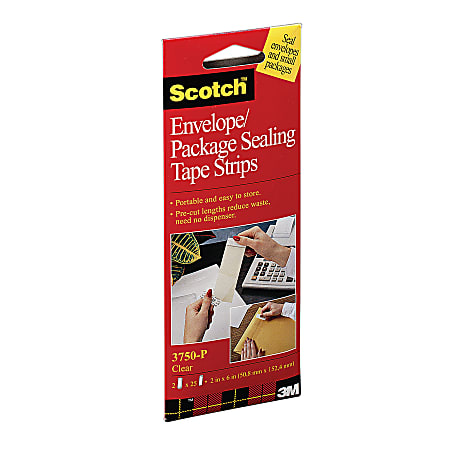 Scotch® Envelope/Package Sealing Tape Strips, 1-7/8" x 6", Pack Of 50 Tape Strips