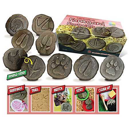 Yellow Door Let's Investigate Farmyard Footprints Stones, Pack of 8 Stones