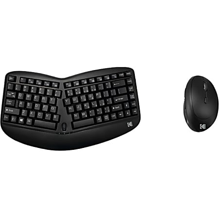 Kodak Tru-Form 1150 Wireless Ergonomic Mini Keyboard & Mouse - USB Wireless RF 87 Key - English (US) - USB Wireless RF Optical - 1600 dpi - 2 Button - Multimedia Hot Key(s) - Symmetrical - AAA, AA