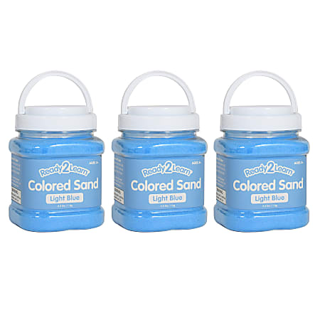 Ready 2 Learn Colored Sand Jars, 2.2 Lb, Light Blue, Pack Of 3 Jars