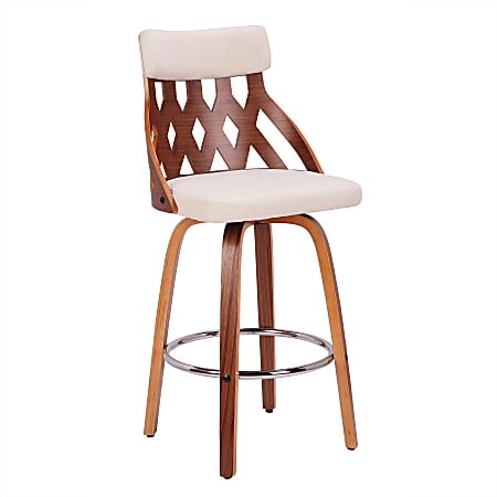 LumiSource York Counter Stool, Walnut/Cream