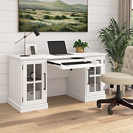 Desk with keyboard tray white sale