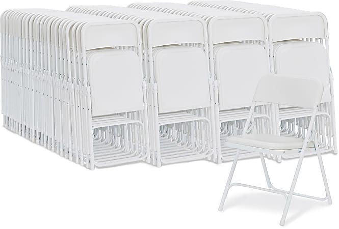 National Public Seating 800 Series Plastic Folding Chairs, Bright White, Set Of 100 Chairs