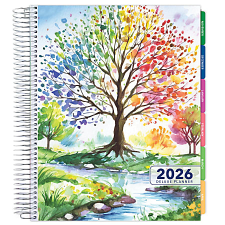 2025-2026 Global Excello Brands Deluxe Daily/Weekly/Monthly Planner, 8-1/2” x 11", Tree Seasons, November 2025 To December 2026