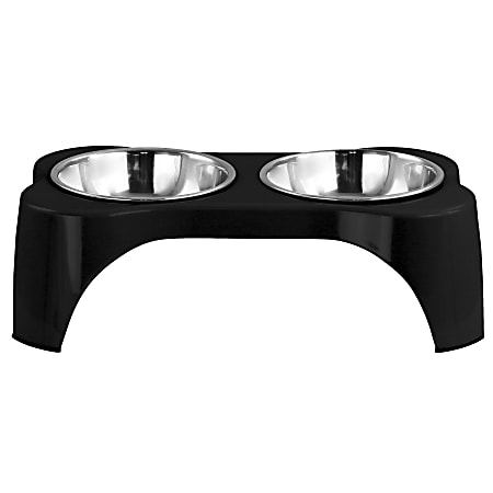 Gibson Home Bow Wow Meow 3-Piece Elevated Pet Bowl Dinner Set, Black