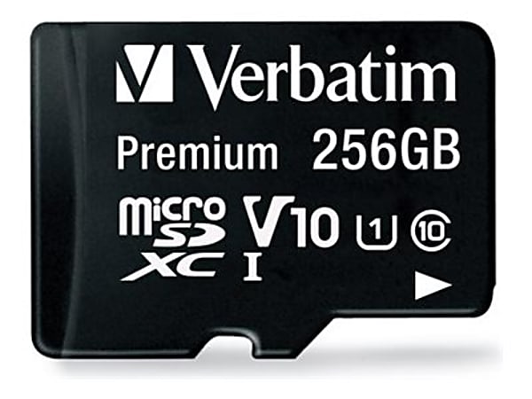 Verbatim Premium - Flash memory card (microSDXC to SD adapter included) - 256 GB - Video Class V10 / UHS-I U1 / Class10 - microSDXC UHS-I
