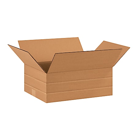 Partners Brand Multi-Depth Corrugated Boxes, 16" x 12" x 6", Scored 4", 2", Kraft, Pack Of 25