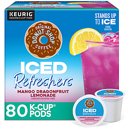 The Original Donut Shop Iced Refreshers Keurig Single Serve K-Cup Pods, Mango Dragonfruit Lemonade, 20 Pods Per Pack, Case Of 4 Packs