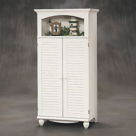 Sauder® Harbor View Collection Computer Armoire, 67 3/4"H x 33 3/4"W x 21 3/4"D, Antiqued White