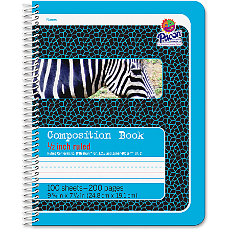 Pacon Composition Book - 100 Sheets - 200 Pages - Spiral Bound - Short Way Ruled - 0.50 Pacon Composition Book - 100 Sheets - 200 Pages - Spiral Bound - Short Way Ruled - 0.50
