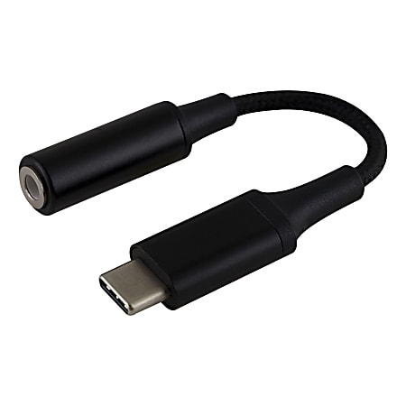 Ativa USB C To 3.5mm Audio Adapter Black Office Depot