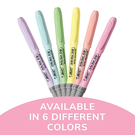 Bic Highlighter Grip Pastel Pens - Assorted Pastel Highlighters - Pack of 4