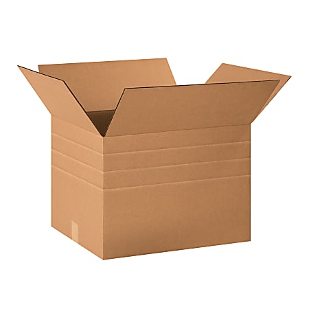 Partners Brand Multi-Depth Corrugated Boxes, 20" x 16" x 14", Scored 12", 10", 8", Kraft, Pack Of 20