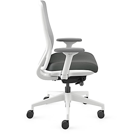 HON Nucleus Recharge Task Chair - Iron Ore Fabric Seat - Fog Back - Designer White Frame - Armrest - 1 Each