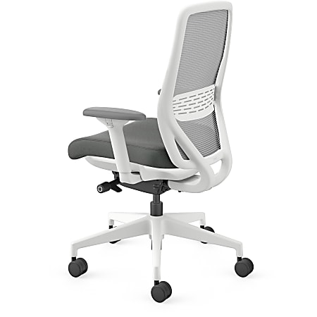 HON Nucleus Recharge Task Chair - Iron Ore Fabric Seat - Fog Back - Designer White Frame - Armrest - 1 Each