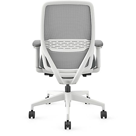 HON Nucleus Recharge Task Chair - Iron Ore Fabric Seat - Fog Back - Designer White Frame - Armrest - 1 Each