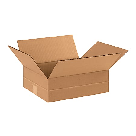 Partners Brand Multi-Depth Corrugated Boxes, 12" x 10" x 4", Scored 2", Kraft, Pack Of 25