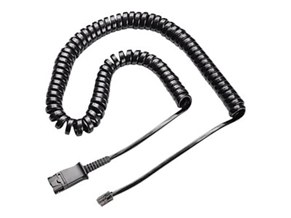 Poly U10P - Headset amplifier cable - Quick Disconnect male to headset amplifier modular plug male - smokey gray - coiled - for Poly CX700; SoundPoint IP 320, IP 330, IP 430, IP 550, IP 560, IP 650, IP 670