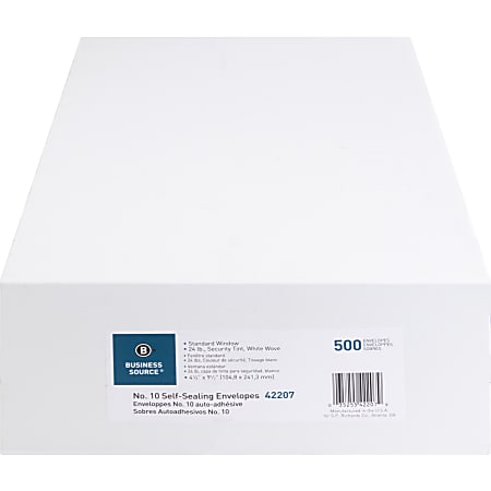 Business Source No.10 Standard Window Invoice Envelopes - Single Window - 9 1/2 Business Source No.10 Standard Window Invoice Envelopes - Single Window - 9 1/2